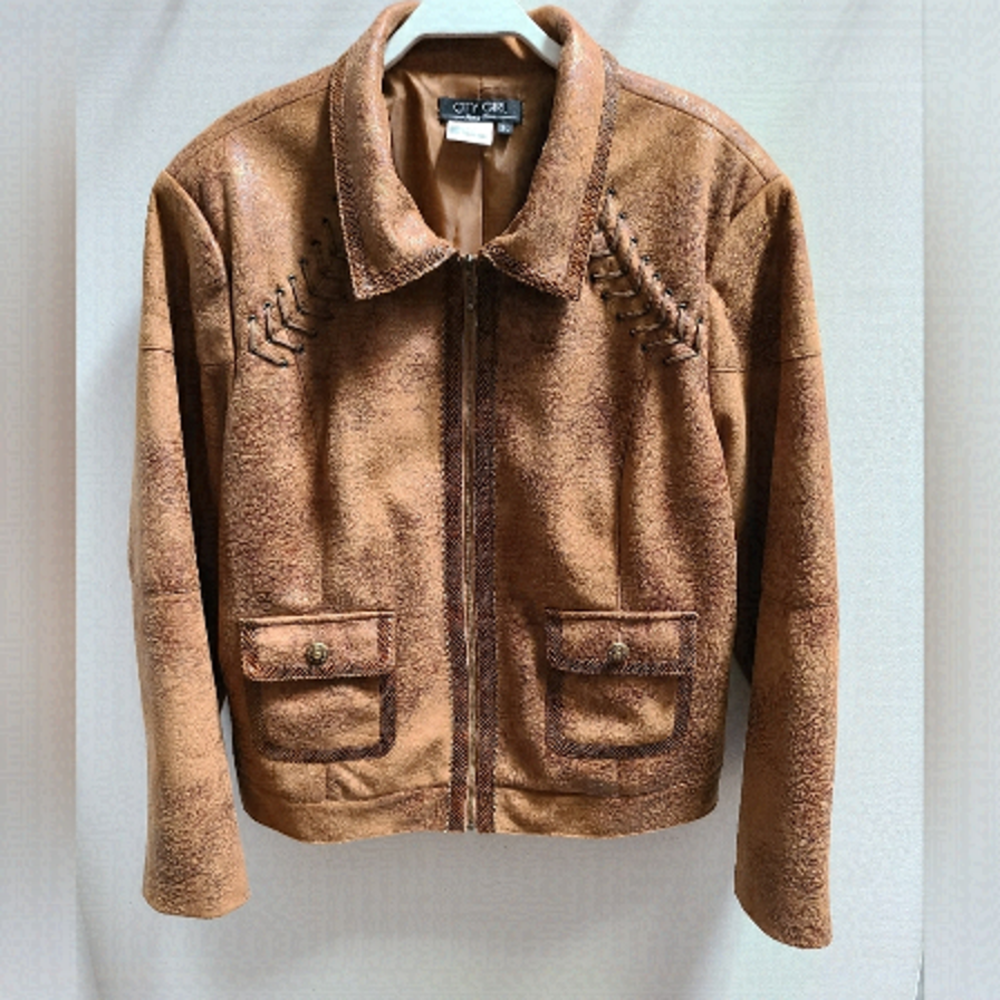 CITY Girl by Nancy Bolen Vintage 80's Western Style Faux Leather Jacket - SizeXL